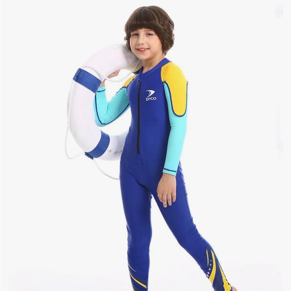 Kids Blue & Yellow Neoprene Swim Wetsuit